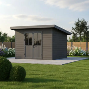 WPC garden shed model DeLux 9m² Composite Garden Sheds Front View