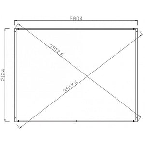 Technical drawing of a rectangular frame with dimensions