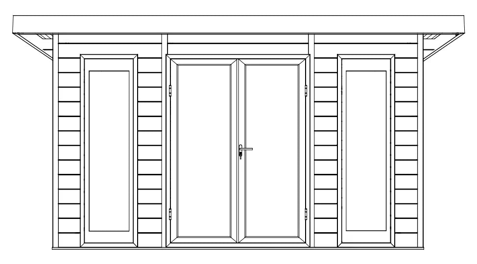 WPC Composite Garden Room Model Panorama 4x3M Composite Garden Room. Front View.