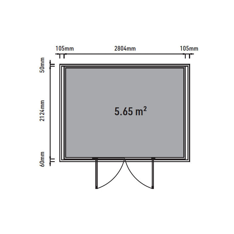 Diagram of a screen with dimensions and area calculation garden shed